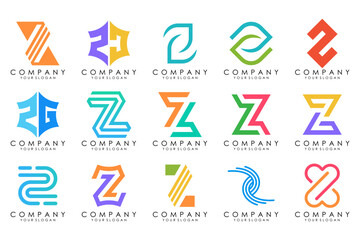 Set of abstract letter z logo design. icons for business of luxury elegant, simple with colorfulness