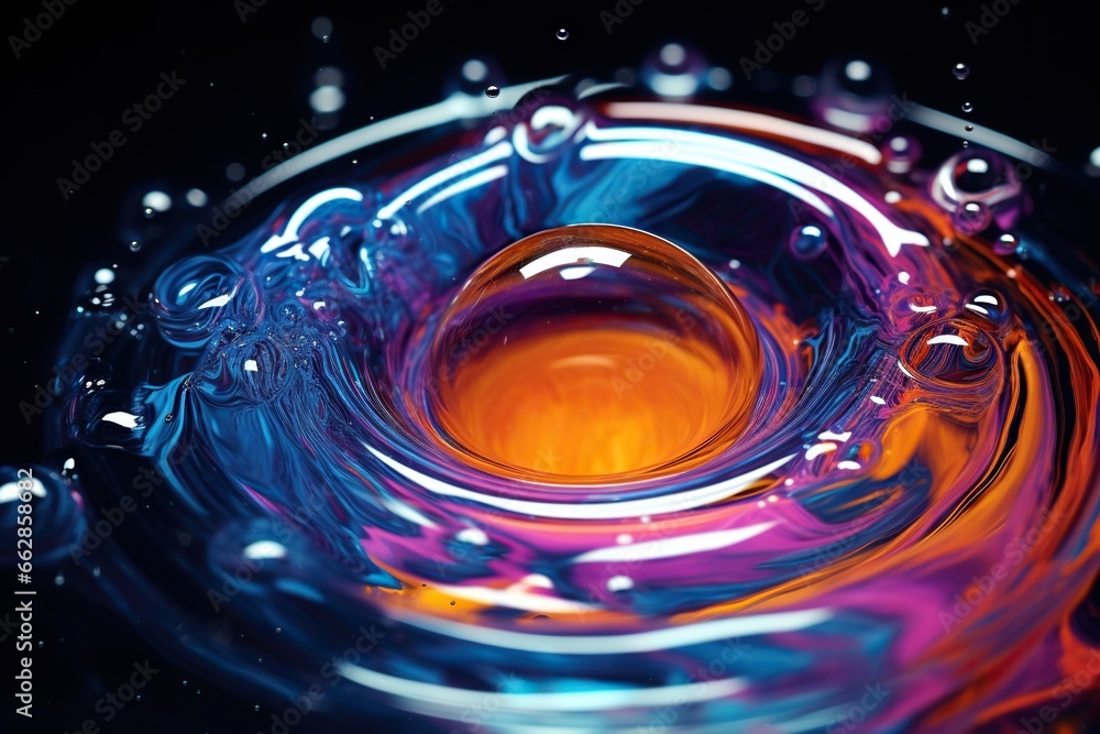 Poster a close up view of a colorful object in the water. generative ai