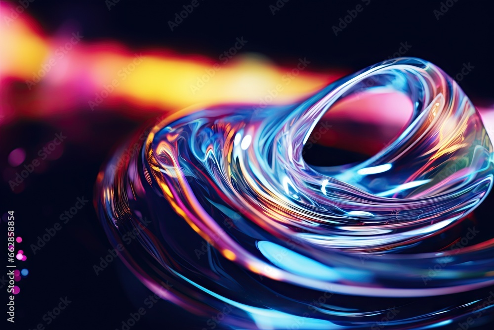 Poster a close up of a colorful object on a black background. generative ai