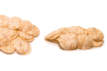Rice chips isolated on white background.