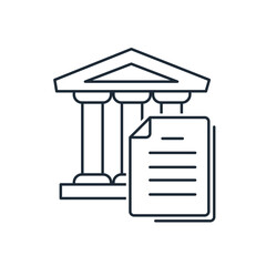 Government news, information. Statements, decrees.  Vector linear icon isolated on white background.