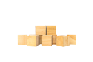 Toy blocks, wooden game cube, wooden geometric shapes cube for conceptual design. business, education, game. isolated on  white background.PNG