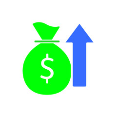 Dollar bag line icon. Money, finance, electronic payment, credit card, banking, deposit, loan. Vector color icon on white background for business and advertising.