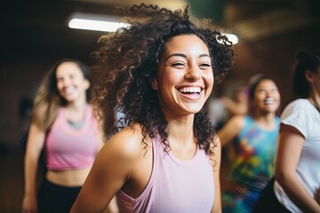 Fototapeta premium Women enjoying zumba dance class.