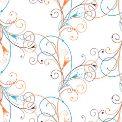 Seamless background from decorative floral tendrils