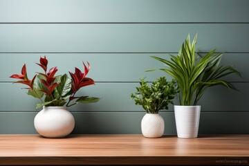 Plant in a vase on wooden table