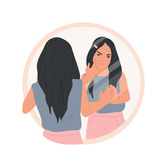 Appearance isolated cartoon vector illustration. Girl not satisfied with appearance, teenager psychological problem, beauty standard and complexes, teen looking in mirror vector cartoon.