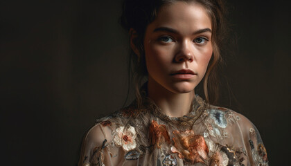 Beautiful young woman exudes confidence in fashionable casual clothing