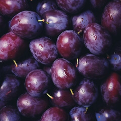 Fresh plums as background. Top view. Close-up.
