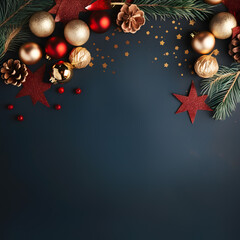 Christmas ans New Year seasonal social media background design in square with blank space for text. Template for holiday commercial promotion post.