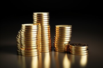 Stacks of shiny coins.