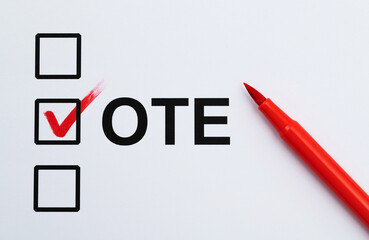 A tick on voting paper