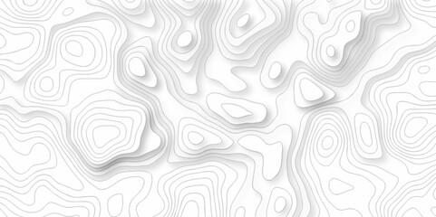 Seamless pattern with White wave paper topographic contours map background, curved reliefs abstract background. Topographic map patterns, topography line map. White background with topographic. - obrazy, fototapety, plakaty