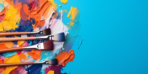 artist oil color brushes - obrazy, fototapety, plakaty