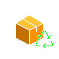 Box with recycling symbol line icon. Garbage, trash can, save nature, environmentally friendly materials. Vector color icon on white background for business and advertising.