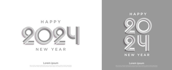 Happy new year 2024 with retro typography concept. 2024 new year celebration set background