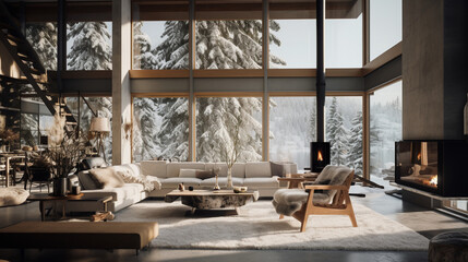 Fototapeta na wymiar Modern Home Interior Design Ideas for Winter 2023