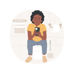Using phone everywhere isolated cartoon vector illustration. Teenage boy sitting on toilet and looking at smartphone in his hand, teens bad habits, gadgets addiction vector cartoon.