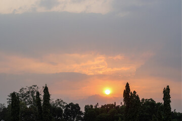 sunset over the city