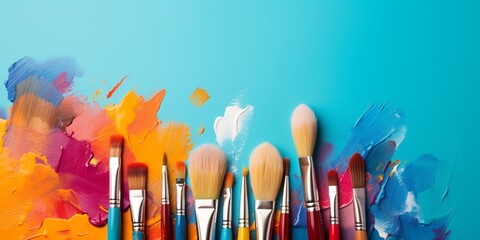 artist oil color brushes - obrazy, fototapety, plakaty