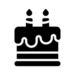 birthday cake glyph icon illustration vector graphic. Simple element illustration vector graphic, suitable for app, websites, and presentations isolated on white background