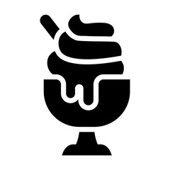 ice cream cup glyph icon illustration vector graphic. Simple element illustration vector graphic, suitable for app, websites, and presentations isolated on white background