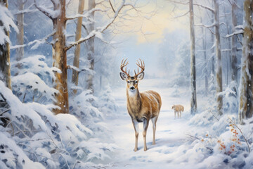 Christmas Wildlife in Snowy Woods