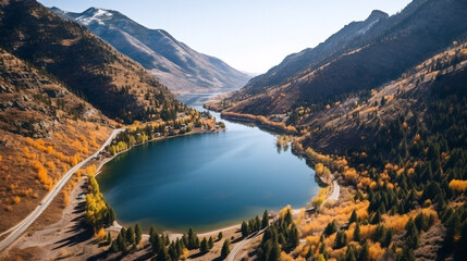 Obraz na płótnie Canvas lake in the mountain in autumn Generative AI