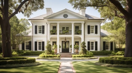 traditional Southern home with expansive porches - obrazy, fototapety, plakaty