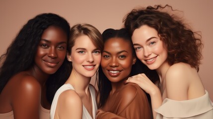 Diversity beauty and natural with woman friends