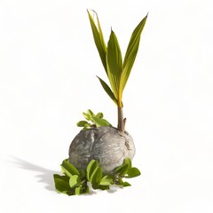 Coconut sprout on white background-