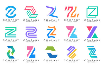 Set of abstract letter z logo design. icons for business of luxury elegant, simple with colorfulness - obrazy, fototapety, plakaty