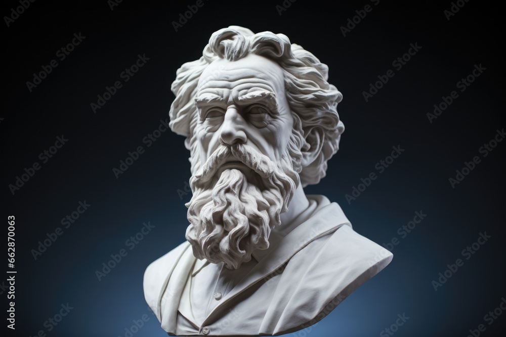 Poster a statue of a man with a beard. this picture can be used for various purposes.