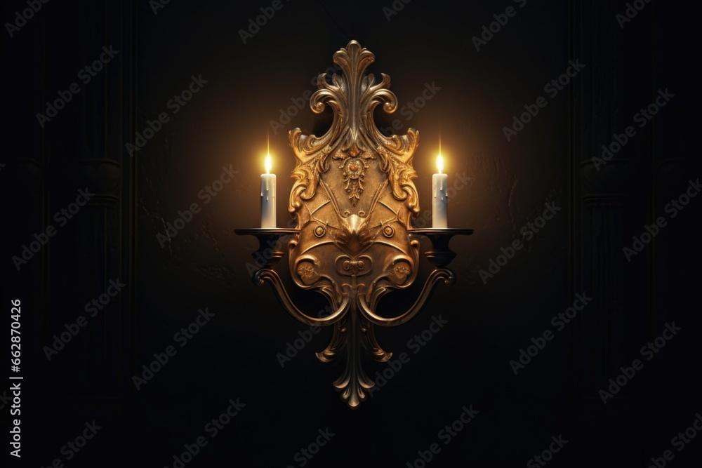 Poster Two candles mounted on a wall. Versatile image suitable for various uses