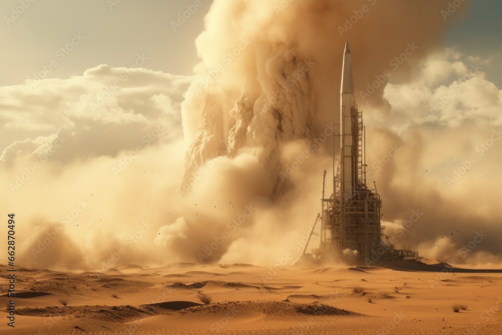 Poster a large dust cloud is captured in the sky. this image can be used to depict environmental changes, n