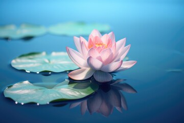 A beautiful pink water lily floating peacefully on the calm surface of a lake. Perfect for nature-themed designs or adding a touch of tranquility to your projects