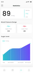 Blood Pressure Measurement and Healthcare Check and Test Mobile App UI Kit Template