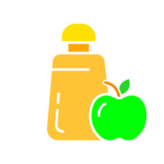 Liquid soap with apple scent line icon. Personal hygiene products, natural Korean cosmetics, skin care, ointments, balms. Vector color icon on white background for business and advertising.