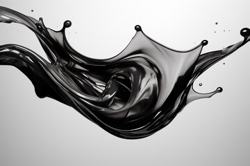 Graphic Resources. Dark liquid alloy splash isolated on white background. Generative AI