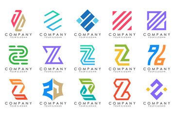 Set of abstract letter z logo design. icons for business of luxury elegant, simple with colorfulness