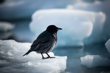 Antarctic bird standing on ice. Generative AI