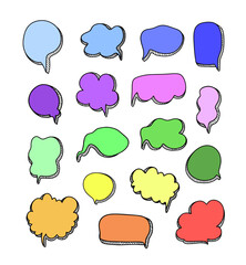 Vector speech bubbles collection in doodle style.