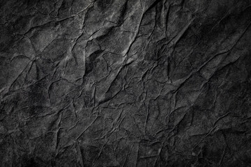 Rough crumpled black paper texture. Halloween and Black Friday background for copy space