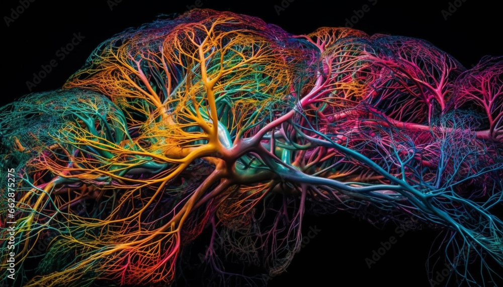 Aufkleber abstract neural fiber design in multi colored molecular structure magnification generated by ai