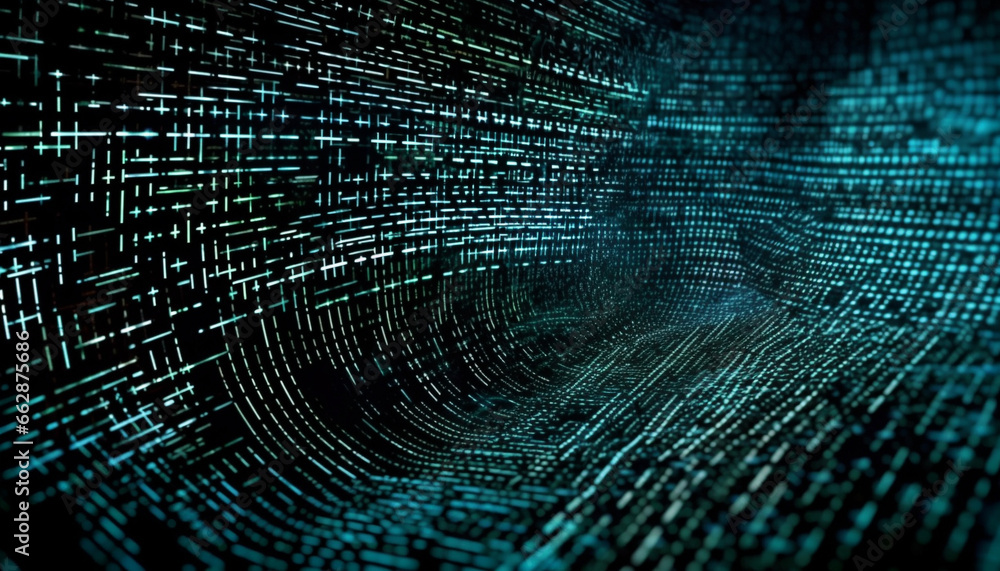 Aufkleber futuristic technology generates abstract data in a glowing blue design generated by ai