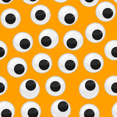 Cute plastic eyes vector cartoon seamless pattern background for wallpaper, wrapping, packing, and backdrop.