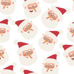 Santa Claus head vector cartoon seamless pattern background for wallpaper, wrapping, packing, and backdrop.