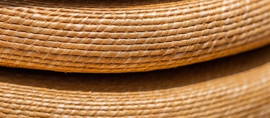 Close up of UNESCO recognized traditional weaving of Ecuadorian Paja Toquilla Straw Hats With copyspace for text