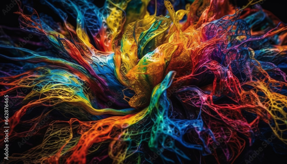 Aufkleber vibrant colors flow in abstract motion, creating futuristic chaos generated by ai