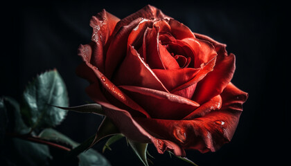 Vibrant pink flower head symbolizes fragility and elegance in nature generated by AI